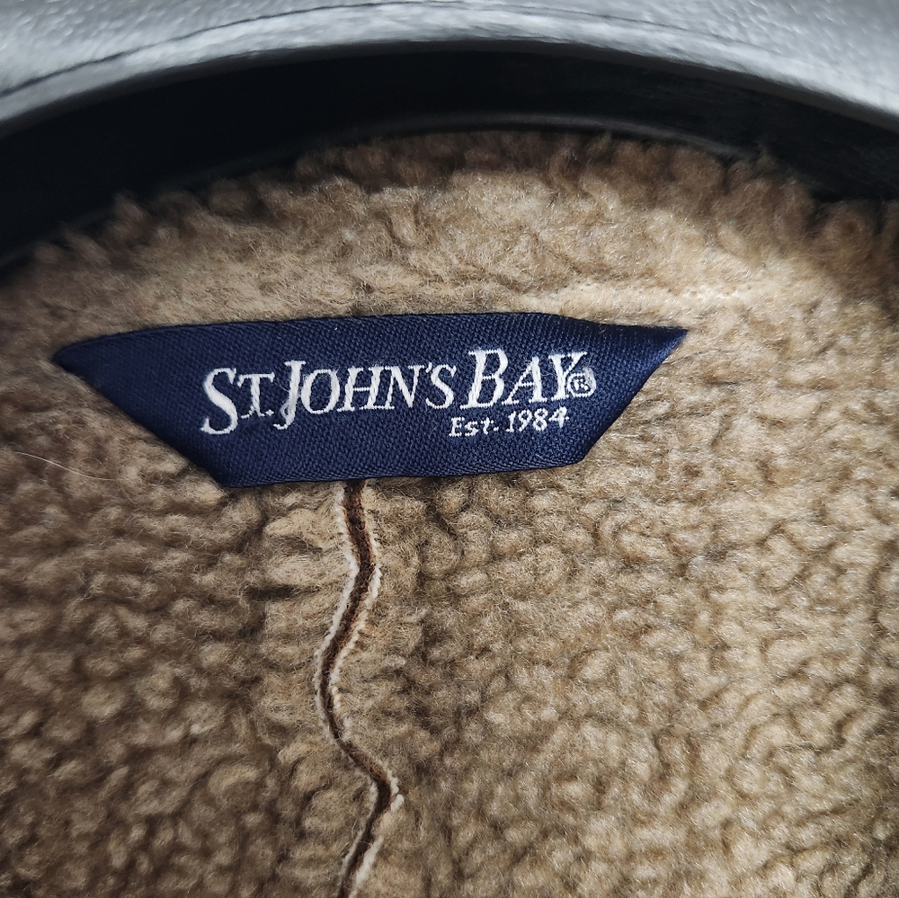 St. Johns Bay Woman's XL Brown Suede Shearling Collar Jacket - Picture 6 of 8